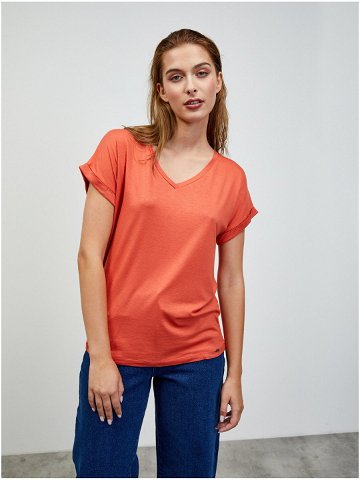 Korálové dámské žíhané basic tričko ZOOT lab Adriana 2