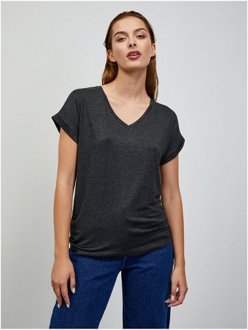 Tmavě šedé dámské žíhané basic tričko ZOOT lab Adriana 4