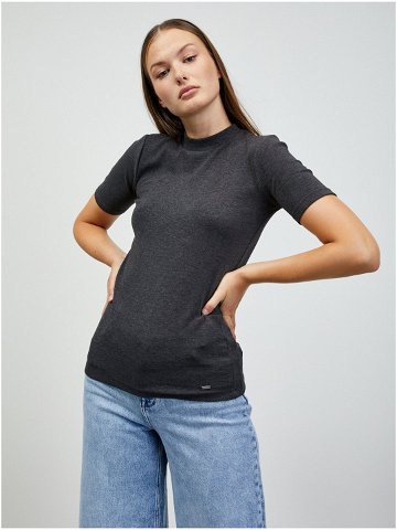Tmavě šedé dámské žíhané basic tričko ZOOT lab Bobbi