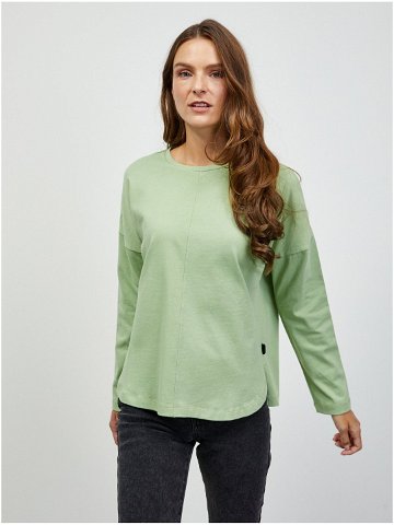 Světle zelené dámské basic tričko s dlouhým rukávem ZOOT lab Bambie