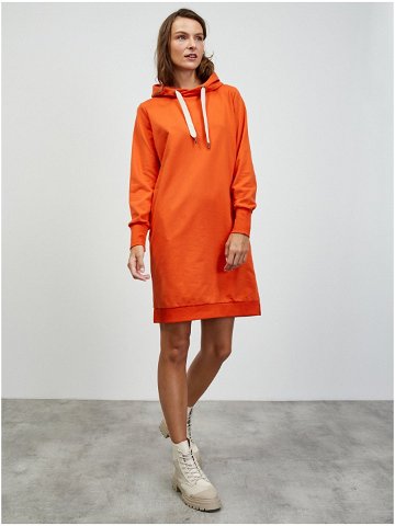 Oranžové mikinové basic šaty s kapucí ZOOT lab Kirsten
