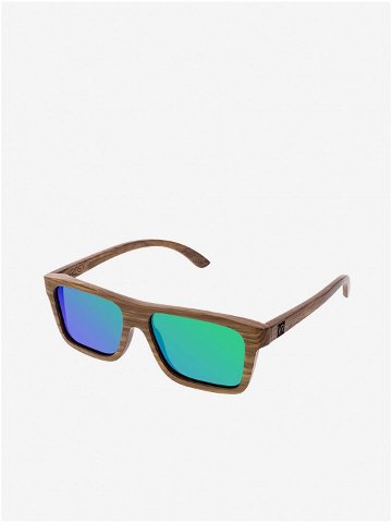 VeyRey Dřevěné sluneční brýle hranaté Forest zelená skla