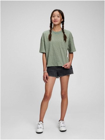 Zelené holčičí tričko GAP Teen organic s kapsičkou