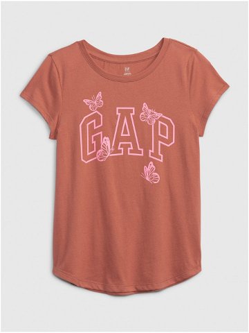 Hnědé holčičí tričko organic logo GAP