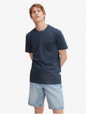Tmavě modré pánské basic tričko s kapsou Tom Tailor