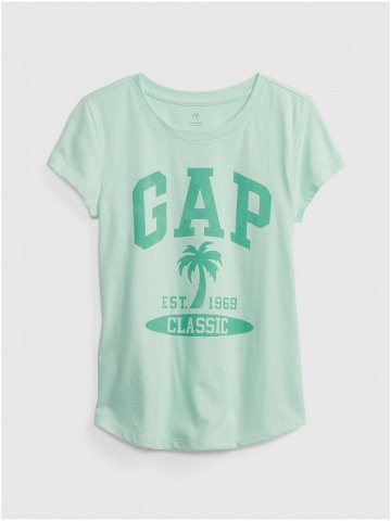 Zelené holčičí tričko organic logo GAP GAP