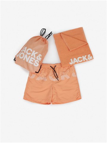 Sada pánských plavek ručníku a vaku v oranžové barvě Jack & Jones Summer Beach