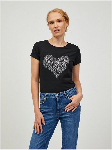 Černé dámské tričko Guess Heart