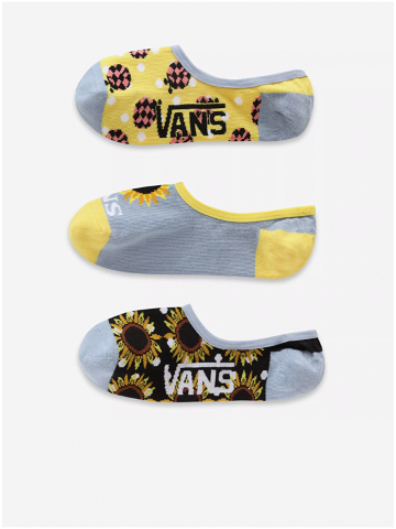Sada tří párů dámských vzorovaných ponožek v šedé žluté a černé barvě VANS