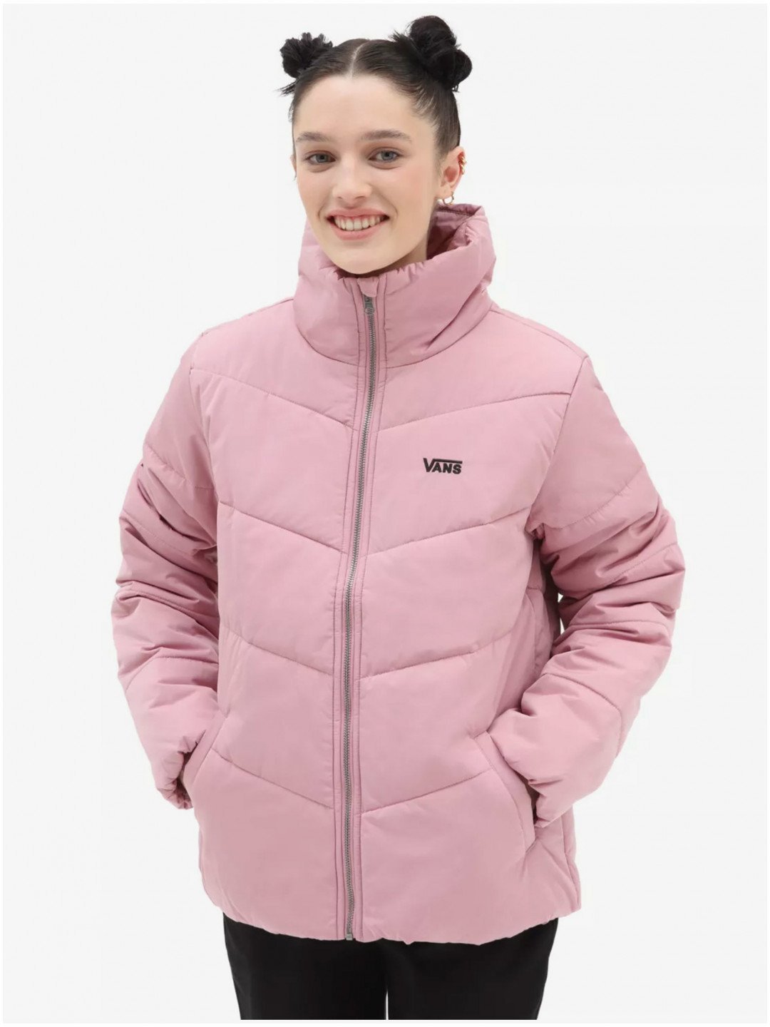 Růžová dámská prošívaná zimní bunda VANS