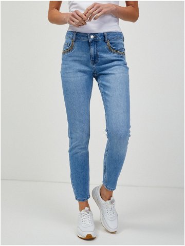 Světle modré zkrácené skinny fit džíny ORSAY
