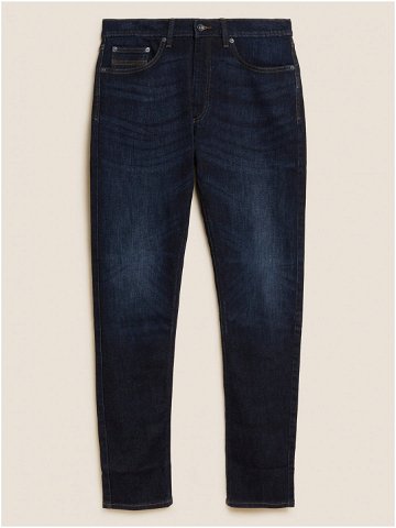 Tmavě modré pánské strečové džíny úzkého střihu Marks & Spencer