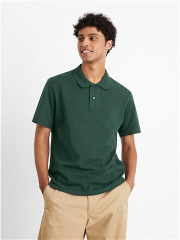 Tmavě zelené pánské basic polo tričko Celio Cesunny