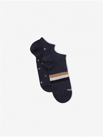 Sada dvou párů pánských vzorovaných ponožek v tmavě modré barvě HUGO BOSS