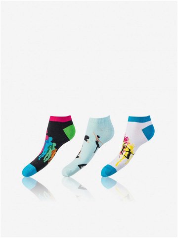 Sada tří párů unisex ponožek v černé bílé a světle modré barvě Bellinda CRAZY IN-SHOE SOCKS 3x