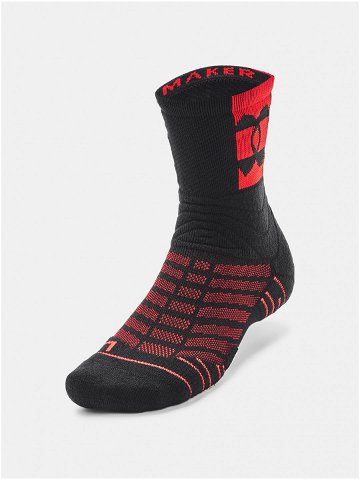 Červeno-černé pánské ponožky Under Armour UA Playmaker Mid-Crew