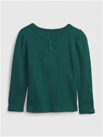 Tmavě zelené holčičí tričko s knoflíčky GAP