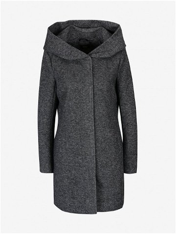 Tmavě šedý žíhaný lehký kabát s kapucí ONLY Sedona