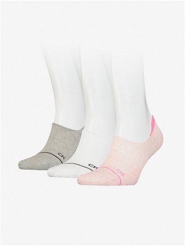 Sada tří párů dámských ponožek v šedé bílé a růžové barvě Calvin Klein Underwear