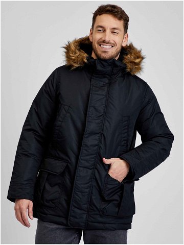 Černá pánská zimní bunda s kapucí GAP