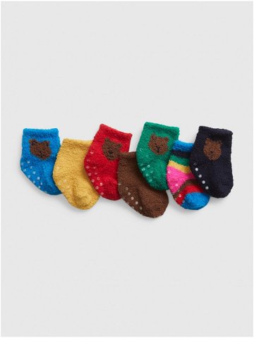 Sada sedmi párů dětských ponožek v modré hnědé a červené barvě GAP