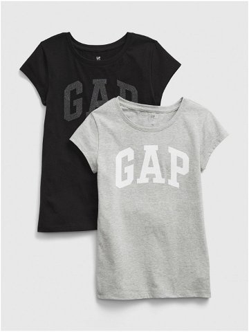 Sada dvou holčičích triček v černé a světle šedé barvě GAP