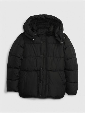 Černá klučičí zimní bunda s kožíškem GAP
