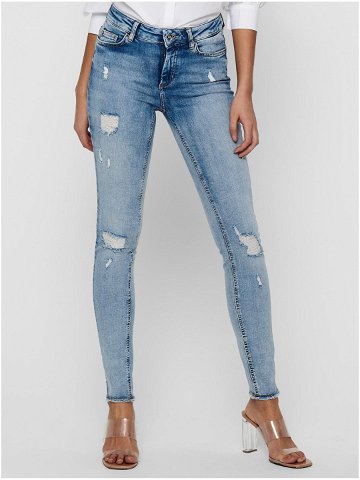 Modré dámské skinny fit džíny s potrhaným efektem ONLY Blush