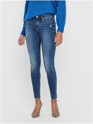 Modré dámské skinny fit džíny s potrhaným efektem ONLY Wauw