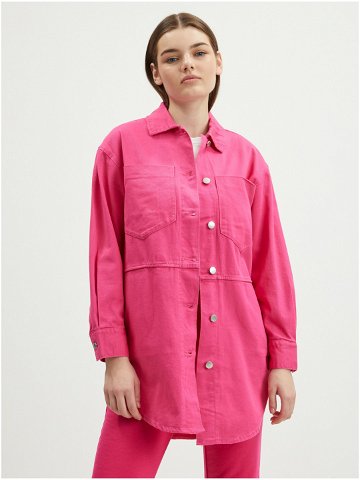 Tmavě růžová dámská oversize košilová bunda ONLY Drew