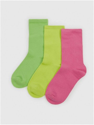 Sada tří párů dětských ponožek v neonově růžové žluté a zelené barvě GAP