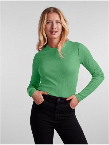 Zelené dámské basic tričko s dlouhým rukávem Pieces Ruka