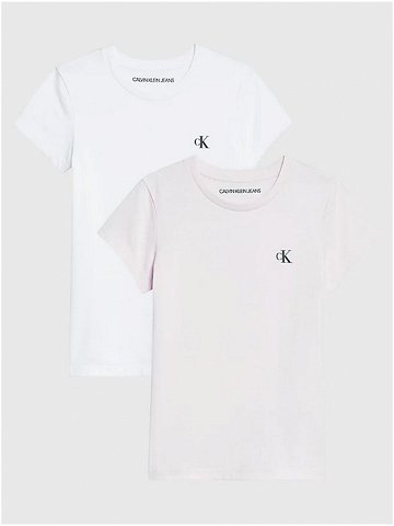 Sada dvou holčičích triček v růžové a bílé barvě Calvin Klein Jeans