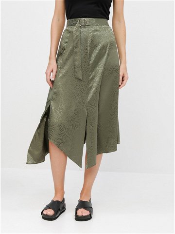 Zelená asymetrická vzorovaná midi sukně Miss Selfridge