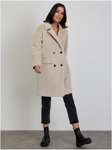 Béžový dámský zimní kabát z umělého kožíšku ZOOT lab Stephany