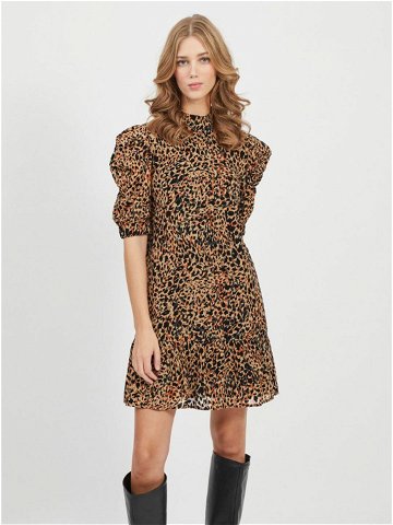 Hnědé šaty s leopardím vzorem OBJECT-Eliza