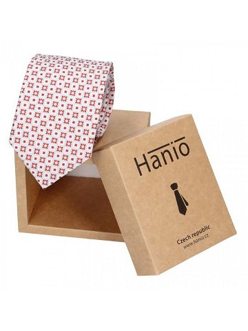 Pánská hedvábná kravata Hanio Vano – červeno-bílá