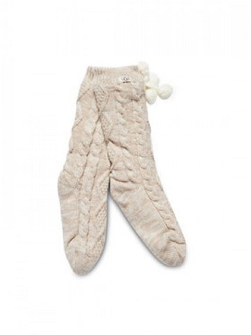 Ugg Dámské klasické ponožky W Pom Pom Fleece Lined Crew Sock r OS 1014837 Béžová