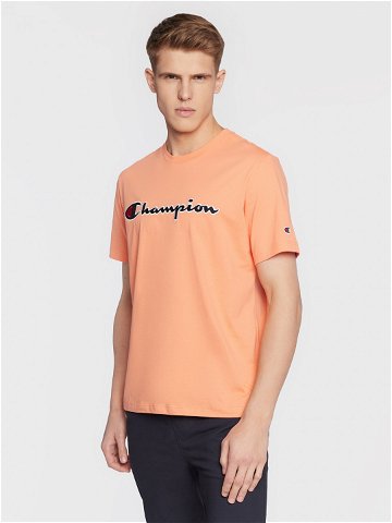 Champion T-Shirt Script Logo Embroidery 218007 Oranžová Regular Fit