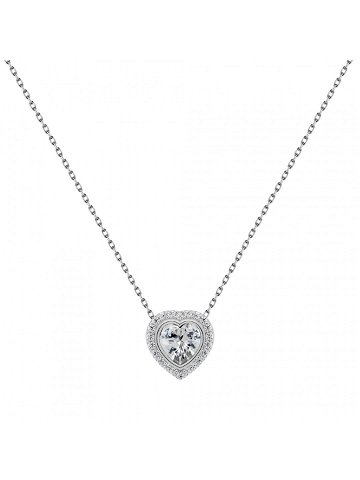Brilio Silver Elegantní stříbrný náhrdelník s čirými zirkony Srdce NCL23W řetízek přívěsek