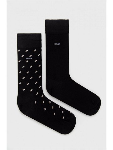 Ponožky BOSS 2-pack pánské černá barva 50478350