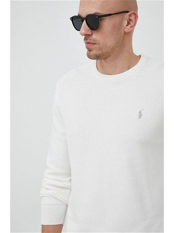 Bavlněný svetr Polo Ralph Lauren pánský bílá barva lehký