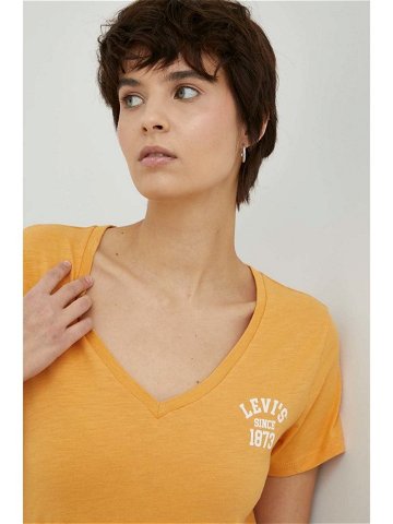 Bavlněné tričko Levi s oranžová barva