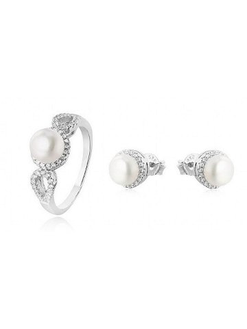 Beneto Zvýhodněná sada šperků s perlami a zirkony náušnice prsten obvod 50 mm