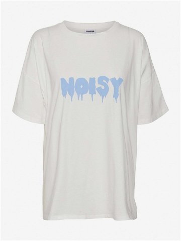 Bílé volné tričko s nápisem Noisy May Mida