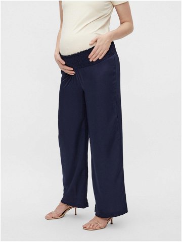 Tmavě modré široké těhotenské kalhoty Mama licious Videl