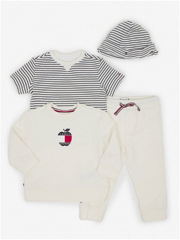 Sada dětského trička mikiny tepláků a čepice v modro-bílé a krémové barvě Tommy Hilfiger