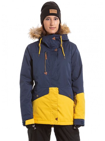 Meatfly snowboardová bunda Athena B – Navy Stripe Yellow Stripe Žlutá Velikost XS