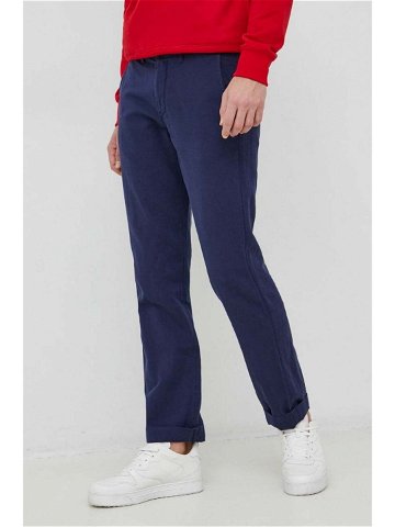 Plátěné kalhoty Polo Ralph Lauren pánské tmavomodrá barva jednoduché