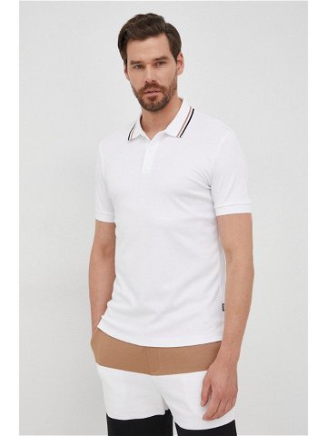 Bavlněné polo tričko BOSS bílá barva hladký 50469360